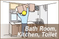 Bath Room, Kitchen, Toilet